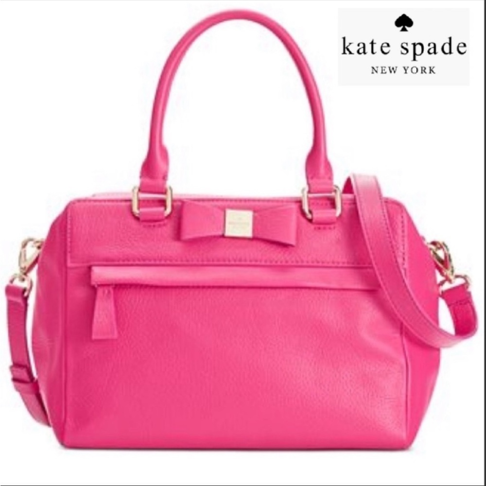 kate spade Hot Pink Leather Bow Satchel Crossbody
